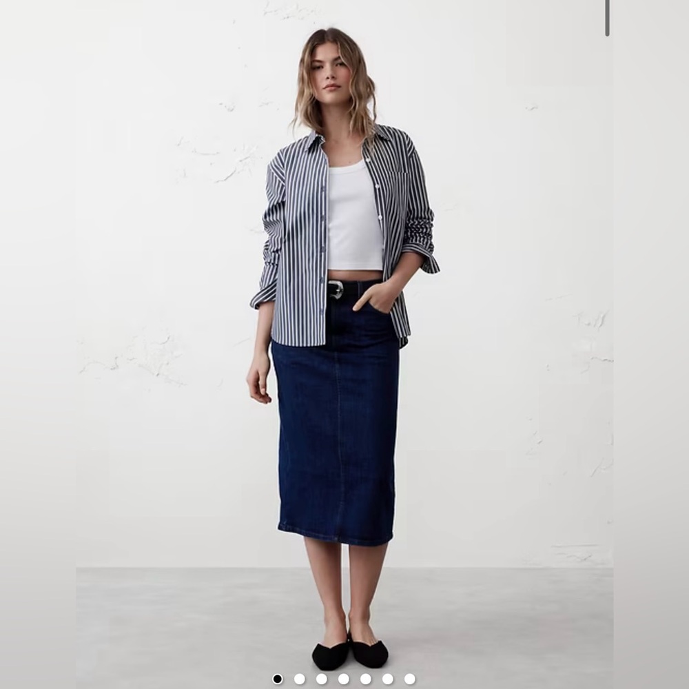Banana Republic New Dark Wash Blue Denim Midi Skirt Women’s Size 14